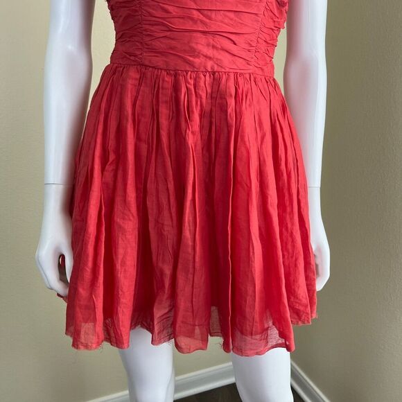 Free People Women's Size 2 Rose Garden Eyelet Embroidered Red Poppy Mini Dress - Picture 7 of 16